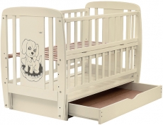 Дитяче ліжко Babyroom Dog маятник, ящик, відкидний бік DSMYO-3 бук ivory